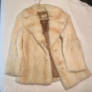 Kamal white rabbit fur coat